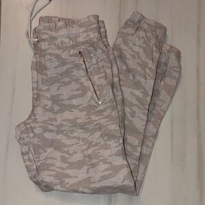 Athleta Beige Camo Joggers with Zip Pocket